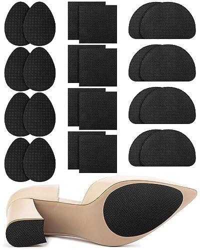 24-teilige Anti-Rutsch-Pads für Schuhe – Selbstklebende Schuhgriffe für Absätze, Strapazierfähige Gummisticker (3 Designs, Schwarz)