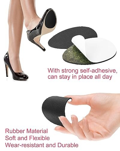 24-teilige Anti-Rutsch-Pads für Schuhe – Selbstklebende Schuhgriffe für Absätze, Strapazierfähige Gummisticker (3 Designs, Schwarz)