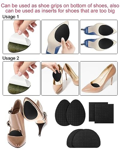 24-teilige Anti-Rutsch-Pads für Schuhe – Selbstklebende Schuhgriffe für Absätze, Strapazierfähige Gummisticker (3 Designs, Schwarz)