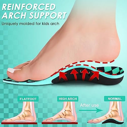 ROCKTAKIN Kindereinlagen mit Fußgewölbeunterstützung, Plantarfasziitis Orthotics für hohe Bögen, flache Füße, Schmerzlinderung, Haltungsverbesserung