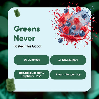 WeightWorld Super Greens Gummies – Energie, Immunität, Darm- & Verdauungsgesundheit – 45-Tage-Vorrat – Tägliche Grüne Nahrungsergänzung – Moringa, Brokkoli, Spinat + Vitamine & Mineralien – 90 Vegane Superfood-Gummis