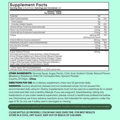 WeightWorld Super Greens Gummies – Energie, Immunität, Darm- & Verdauungsgesundheit – 45-Tage-Vorrat – Tägliche Grüne Nahrungsergänzung – Moringa, Brokkoli, Spinat + Vitamine & Mineralien – 90 Vegane Superfood-Gummis