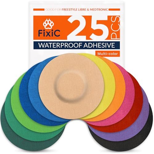FixiС Sensor Covers 25er-Pack 3 1/2" - Perfekte Freestyle-Klebepflaster für Libre 1, 2, 3 & Plus - G7 & Stelo - Guardian - Wasserdichte Haftpflaster - Vorgeschnitten - Die beste Fixierung! (Mehrfarbig)