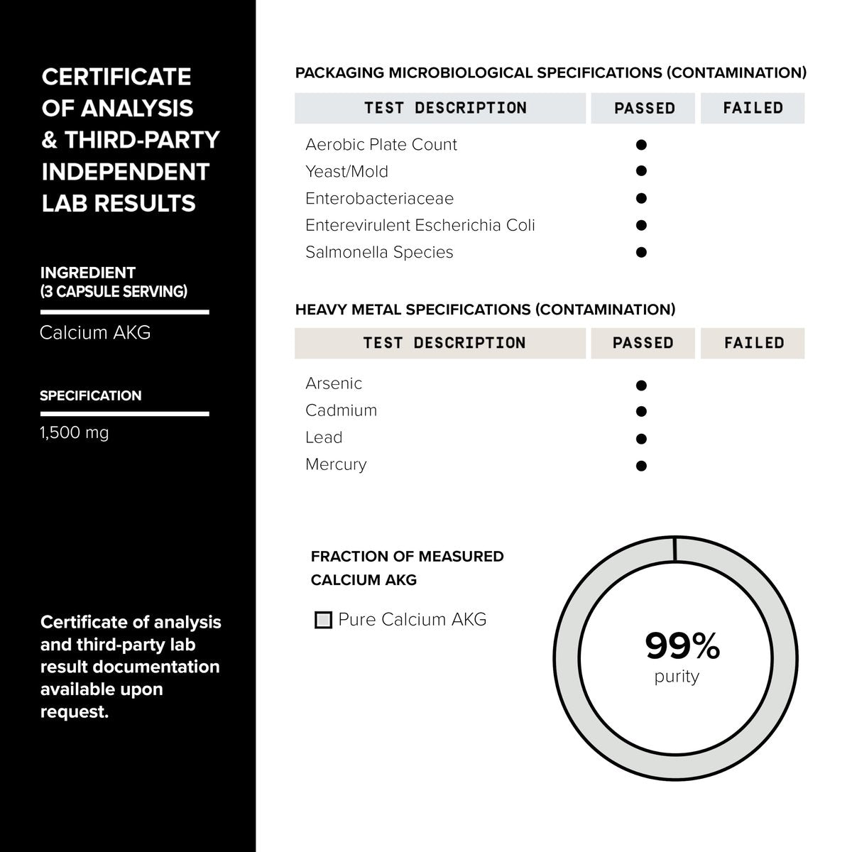 Toniiq 1500 mg Ultrahohe Reinheit Ca-AKG Kapseln - 99%+ hochreines und bioverfügbares Calcium-Alpha-Ketoglutarat - Calcium AKG Langlebigkeitsergänzung - 120 Ca-AKG vegetarische Kapseln