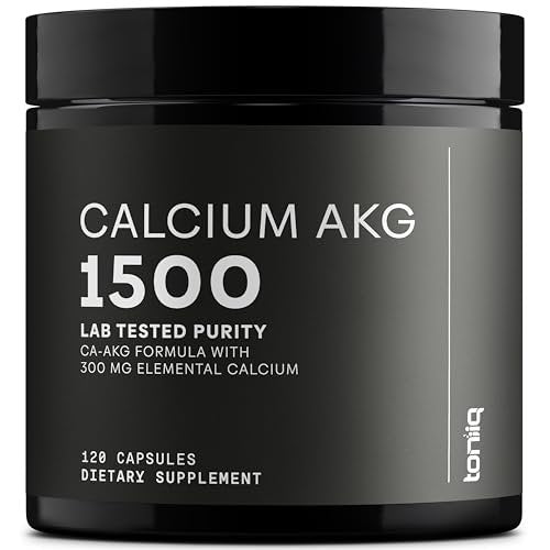 Toniiq 1500 mg Ultrahohe Reinheit Ca-AKG Kapseln - 99%+ hochreines und bioverfügbares Calcium-Alpha-Ketoglutarat - Calcium AKG Langlebigkeitsergänzung - 120 Ca-AKG vegetarische Kapseln