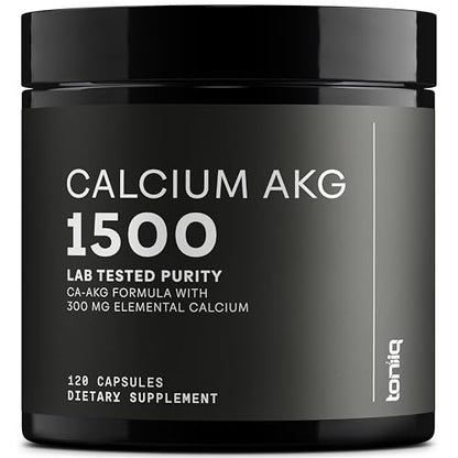 Toniiq 1500 mg Ultrahohe Reinheit Ca-AKG Kapseln - 99%+ hochreines und bioverfügbares Calcium-Alpha-Ketoglutarat - Calcium AKG Langlebigkeitsergänzung - 120 Ca-AKG vegetarische Kapseln