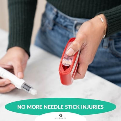PocketSharps - Reisespitzerbehälter für Pen-Nadeln, Lanzetten, Teststreifen - Premium-Qualität, flacher Boden, durchscheinender Deckel, einfache Handhabung, tragbarer Auswurf- und Entsorgungsbehälter - 3er-Pack