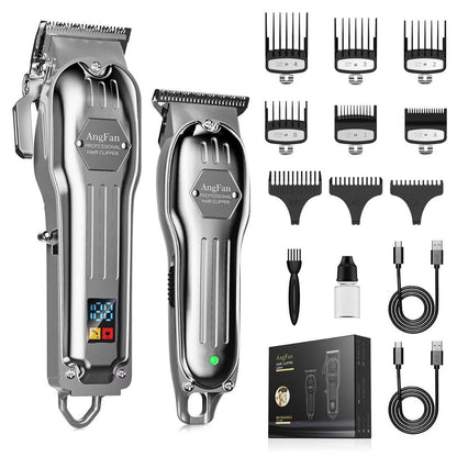 AngFan Professionelle Haarschneidemaschine für Herren - Kabelloser Haarschneider & Trimmer Set mit LCD-Display, 7200 U/min Hochgeschwindigkeitsmotor, 5 Stunden Laufzeit, Wandmontierbare Barber-Werkzeuge für den Heimgebrauch & professionelle Friseure