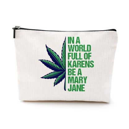 Marihuana-Blatt Kosmetiktasche aus Canvas – Lustiges Make-up-Täschchen für Frauen, Freundinnen, Mamas, Omas – Perfektes Geschenk zum Geburtstag, Weihnachten oder Abschluss