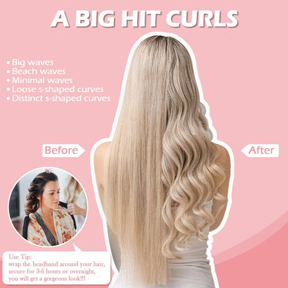 Heatless Curls Overnight Headband, 70 Zoll - No Heat Haarcurler für mittellanges bis langes Haar, Pink