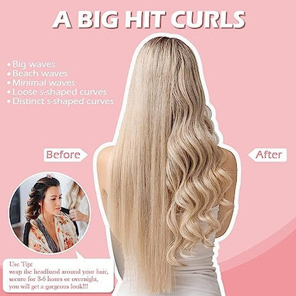 Heatless Curls Overnight Headband, 70 Zoll - No Heat Haarcurler für mittellanges bis langes Haar, Pink