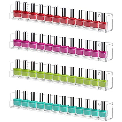Cerpourt 4er-Pack Nagellackregal Wandmontage, durchsichtiger Acryl-Nagellack-Organizer zur Präsentation, Nagellack-Wandregal für Nageltechniker, geeignet für den Innenbereich