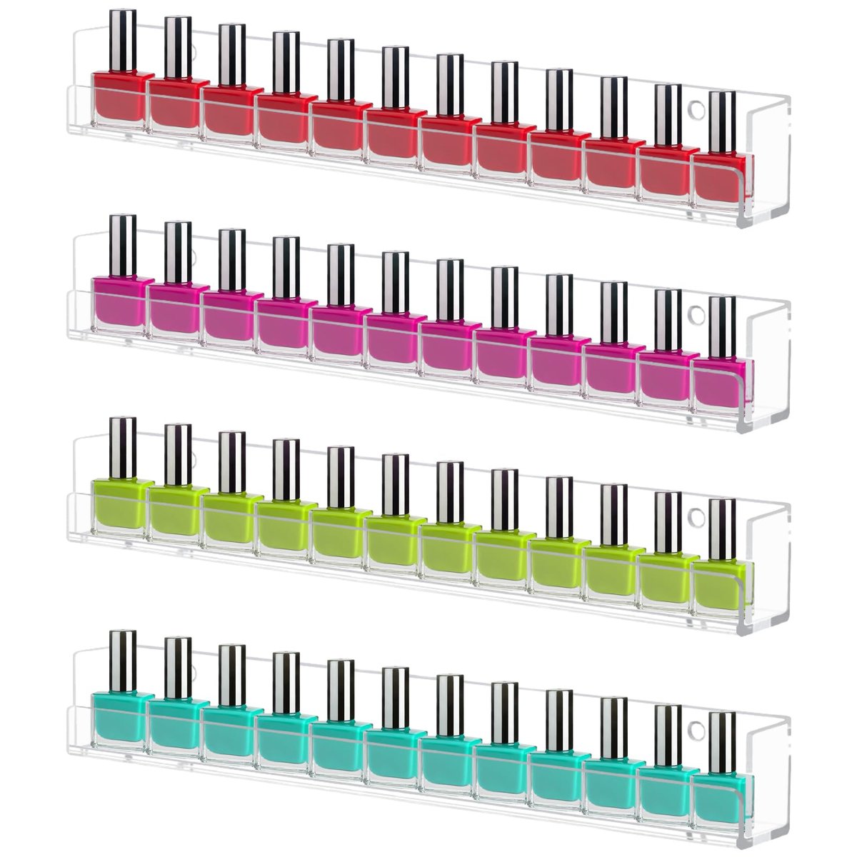 Cerpourt 4er-Pack Nagellackregal Wandmontage, durchsichtiger Acryl-Nagellack-Organizer zur Präsentation, Nagellack-Wandregal für Nageltechniker, geeignet für den Innenbereich
