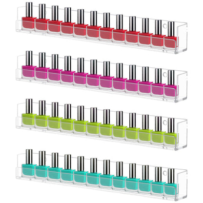 Cerpourt 4er-Pack Nagellackregal Wandmontage, durchsichtiger Acryl-Nagellack-Organizer zur Präsentation, Nagellack-Wandregal für Nageltechniker, geeignet für den Innenbereich