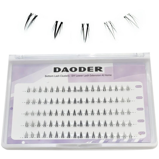 DAODER Bottom Lash Clusters DIY Wimpernverlängerung – 90 Stück Wispy Natürlicher Look, klare Band Wimpern für untere Wimpern, 6 mm