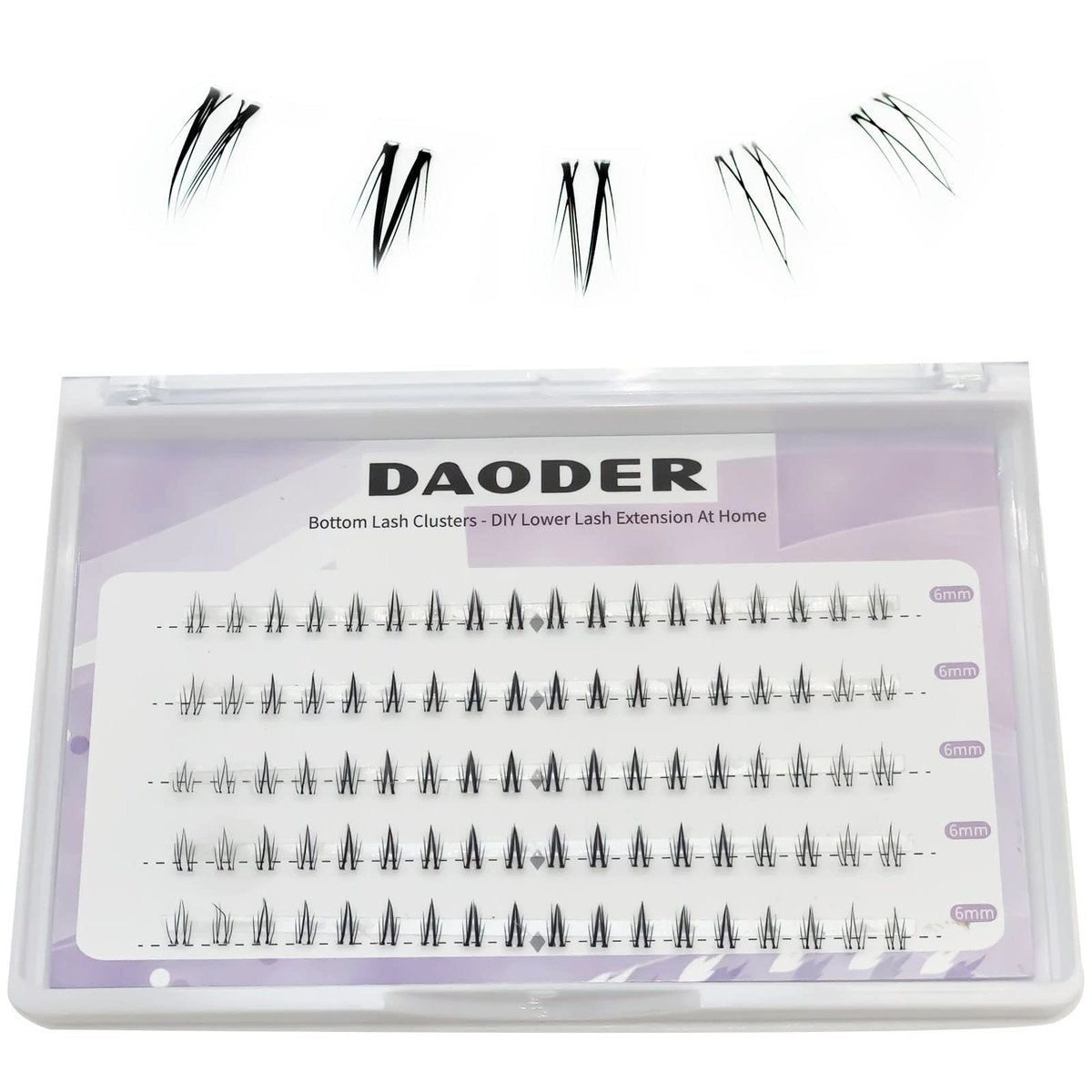 DAODER Bottom Lash Clusters DIY Wimpernverlängerung – 90 Stück Wispy Natürlicher Look, klare Band Wimpern für untere Wimpern, 6 mm