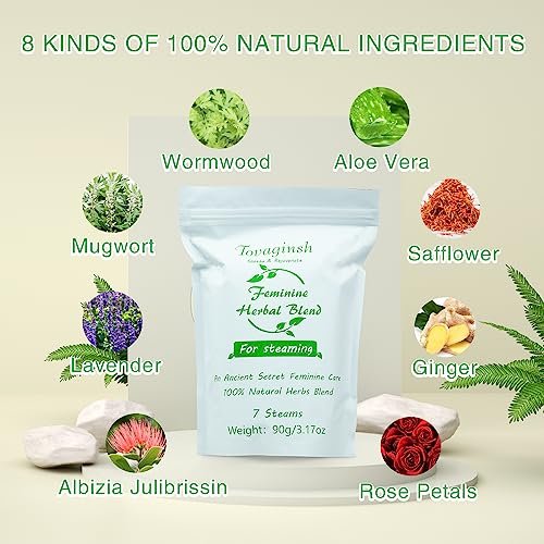 Yoni Kräuter für Frauen zur Reinigung – pH-Balance & Regeneration, 100% natürliche V-Steam-Kräuter, organische Kräutermischung, 7 Filterbeutel, 3,17 Unzen
