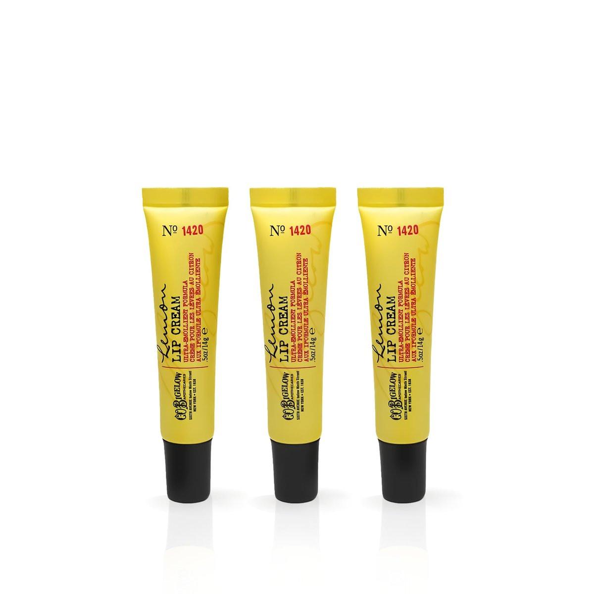 C.O. Bigelow Lemon Lip Cream Tubes, 3er-Pack Zitronen-Lippenbalsam mit Sheabutter, Lippenpflege-Set, 0,5 oz