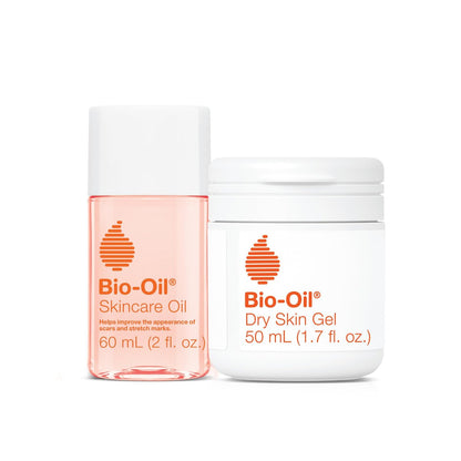 Bio-Oil Reiseset für Narben, Dehnungsstreifen und trockene Haut – Hautpflegeöl (60 ml) und Trockenhaut-Gel (50 ml)