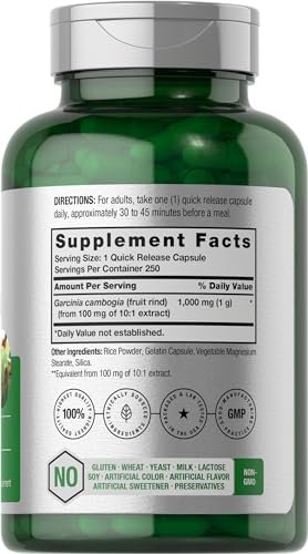 Horbaach Garcinia Cambogia Extrakt Kapseln | 250 Kapseln | Pflanzliches Nahrungsergänzungsmittel | Non-GMO, Glutenfrei