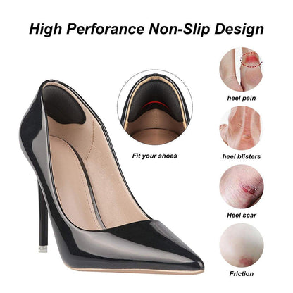 Fersenpolster für zu große Schuhe – Fersenkissen für Damen, Fersengriffe, Fersenschutz, Blasenschutz, Schuheinlagen (Schaumstoff Schwarz 4 Paare)