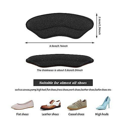 Fersenpolster für zu große Schuhe – Fersenkissen für Damen, Fersengriffe, Fersenschutz, Blasenschutz, Schuheinlagen (Schaumstoff Schwarz 4 Paare)