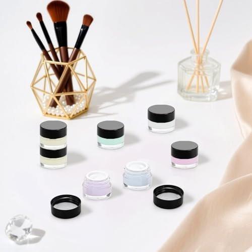 Coloch 90er-Pack 5 ml Glasprobenbehälter mit schwarzem Deckel, Mini-Glaskosmetikgläser mit Inneneinsatz, nachfüllbare kleine Glasgläser für Kosmetik, Lotion, Creme, Proben, Wachs, Hautpflege, Reisen