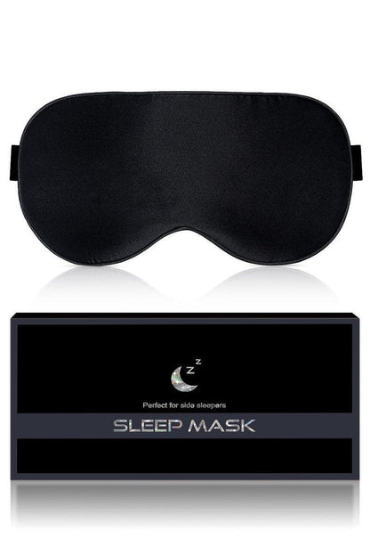 BLSSNZ Seiden-Schlafmaske für Damen und Herren – Weiche, atmungsaktive, organische Naturseide, blickdichte Augenmaske mit verstellbarem Band, druckfreie Schlafmaske für Reiseutensilien, Geschenke (Schwarz)