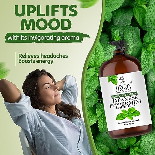 TRATAK ORGANICS Pfefferminzöl 118 ml – 100 % reines und natürliches Öl mit Premium-Glastropfer, therapeutisches Premiumöl für Diffuser, Reinigung, Haarpflege und Aromatherapie