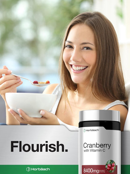 Horbäach Cranberry Kapseln für Frauen und Männer | 200 Weichkapseln | Extrakt mit Vitamin C | Non-GMO, Glutenfrei