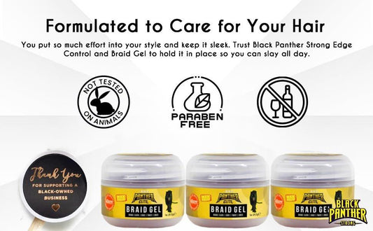Black Panther Elite Edge & Braid Control Pomade für lockiges Haar, für Braids, Locs und Twists, Volumengebendes und stylendes Haargel für Frauen, starker Halt, alle Haartypen, 237 ml