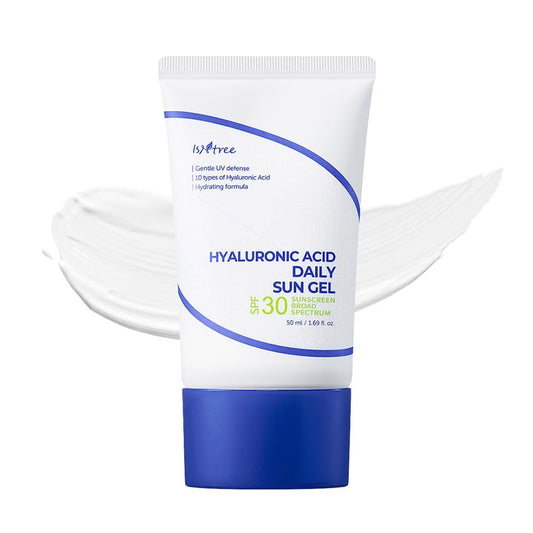 ISNTREE Hyaluronic Acid Daily Sun Gel 50ml – Leichter Koreanischer Sonnenschutz SPF 30, Feuchtigkeitsspendend, Ohne Weißstich