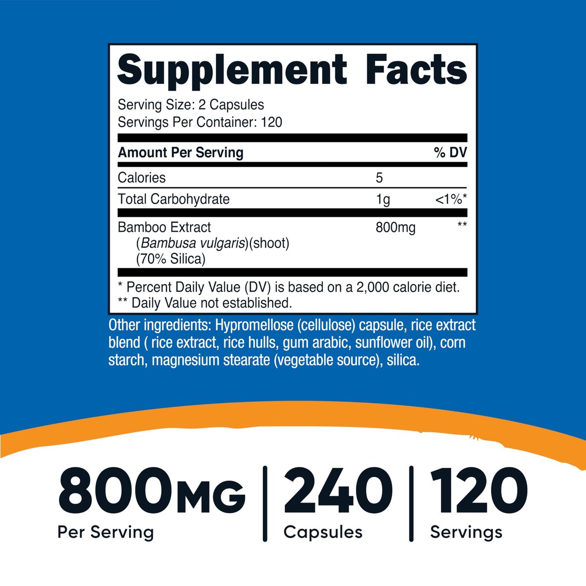 Nutricost Bambus-Extrakt, 400 mg, 240 Kapseln - Vegan, Glutenfrei & Nicht-GVO - 120 Portionen mit 800 mg