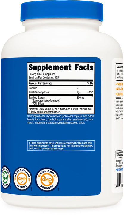 Nutricost Bambus-Extrakt, 400 mg, 240 Kapseln - Vegan, Glutenfrei & Nicht-GVO - 120 Portionen mit 800 mg