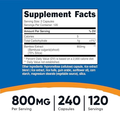 Nutricost Bambus-Extrakt, 400 mg, 240 Kapseln - Vegan, Glutenfrei & Nicht-GVO - 120 Portionen mit 800 mg