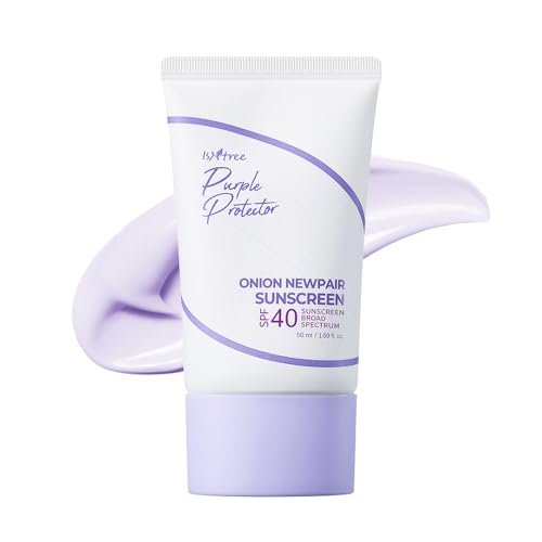 ISNTREE Onion Newpair Sunscreen 50ml – SPF 40 Feuchtigkeitsspendender Sonnenschutz mit Lila-Ton für ebenmäßigen Teint