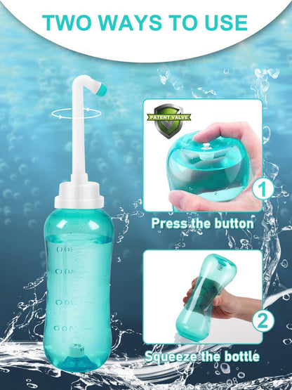 Peri Flasche für die Zeit nach der Geburt - Tragbares Bidet für die Intimhygiene, Perinealpflege, Quetschflasche für die persönliche Hygiene, 2 Aufsätze für die Reinigung von Mutter und Baby, 500 ml (Grün)