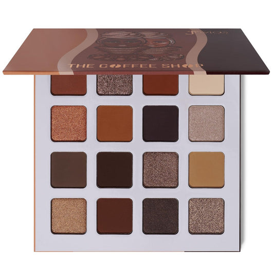 Juvia's Place Coffee Shop Eyeshadow Palette – 16 Töne Matt & Schimmer, hochpigmentiert, buttrige Textur