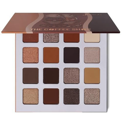 Juvia's Place Coffee Shop Eyeshadow Palette – 16 Töne Matt & Schimmer, hochpigmentiert, buttrige Textur