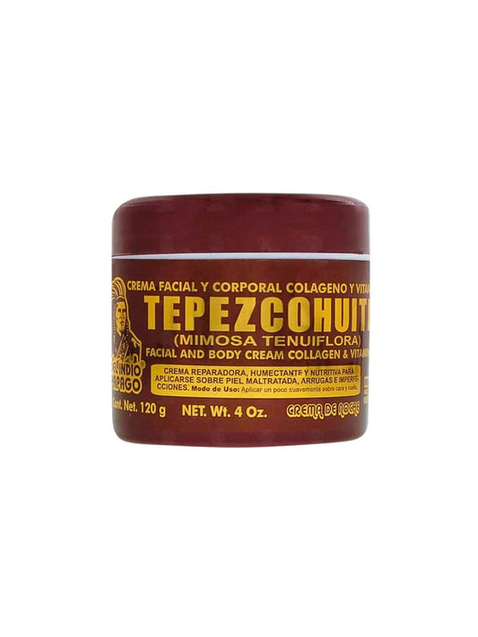 Del Indio Papago Tepezcohuite Nachtcreme - Tepezcohuite Creme aus Mexiko - Reduziert Falten, Erneuert die Haut, Fettfrei - JUMBO Größe 118 ml