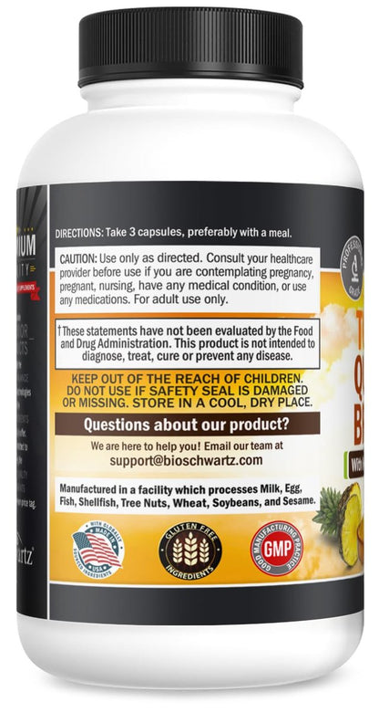 BioSchwartz Kurkuma Quercetin mit Bromelain – Natürliche Extra-Stärke Immun- und Gelenkunterstützung mit BioPerine Schwarzer Pfeffer für maximale Absorption – Vegan, Nicht-GVO, 90 Kapseln