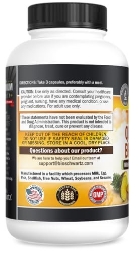 BioSchwartz Kurkuma Quercetin mit Bromelain – Natürliche Extra-Stärke Immun- und Gelenkunterstützung mit BioPerine Schwarzer Pfeffer für maximale Absorption – Vegan, Nicht-GVO, 90 Kapseln
