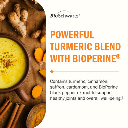 Kurkuma Kapseln mit Safran, Zimt und Kardamom plus BioPerin Schwarzer Pfeffer Extrakt für optimale Aufnahme – Natürliches Curcumin Gelenkunterstützung Supplement für Frauen und Männer, 60 Kapseln