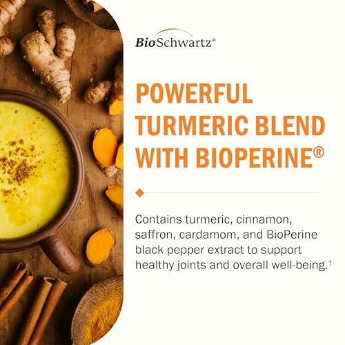 Kurkuma Kapseln mit Safran, Zimt und Kardamom plus BioPerin Schwarzer Pfeffer Extrakt für optimale Aufnahme – Natürliches Curcumin Gelenkunterstützung Supplement für Frauen und Männer, 60 Kapseln