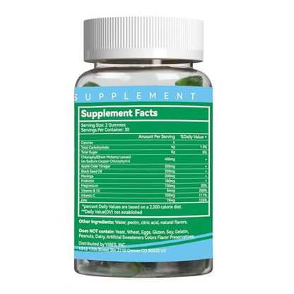 Zuckerfreie Chlorophyll Gummis mit Vitamin B12 & Zink – Natürlicher Deodorant*, Gesunde Haut & Körperentgiftung*, Immun- & Verdauungsunterstützung – 60 Stück