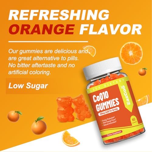EAZGOO CoQ10 Gummies 200mg – Vegane Nahrungsergänzung für Energieproduktion, Non-GMO, Glutenfrei (60 Gummis)