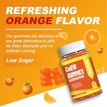 EAZGOO CoQ10 Gummies 200mg – Vegane Nahrungsergänzung für Energieproduktion, Non-GMO, Glutenfrei (60 Gummis)