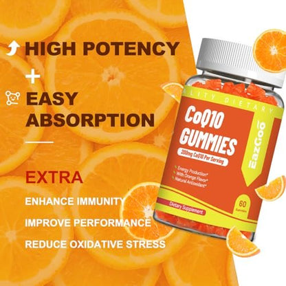EAZGOO CoQ10 Gummies 200mg – Vegane Nahrungsergänzung für Energieproduktion, Non-GMO, Glutenfrei (60 Gummis)