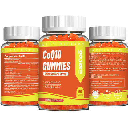 EAZGOO CoQ10 Gummies 200mg – Vegane Nahrungsergänzung für Energieproduktion, Non-GMO, Glutenfrei (60 Gummis)