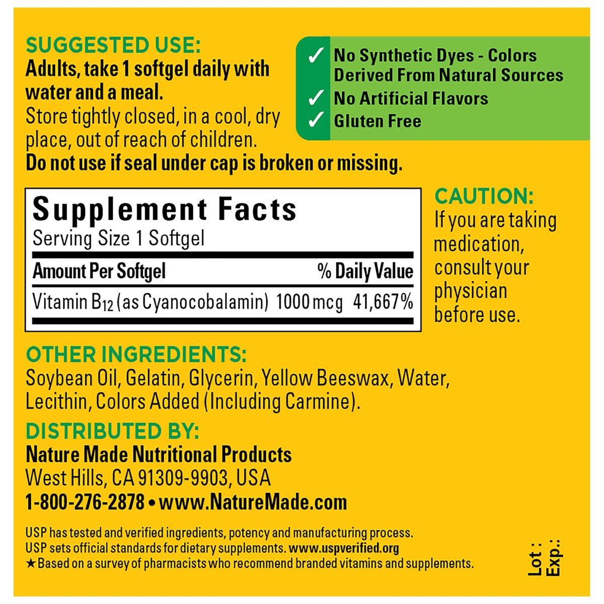 Nature Made Vitamin B12 1000 mcg – 90 Softgels für den Energiestoffwechsel